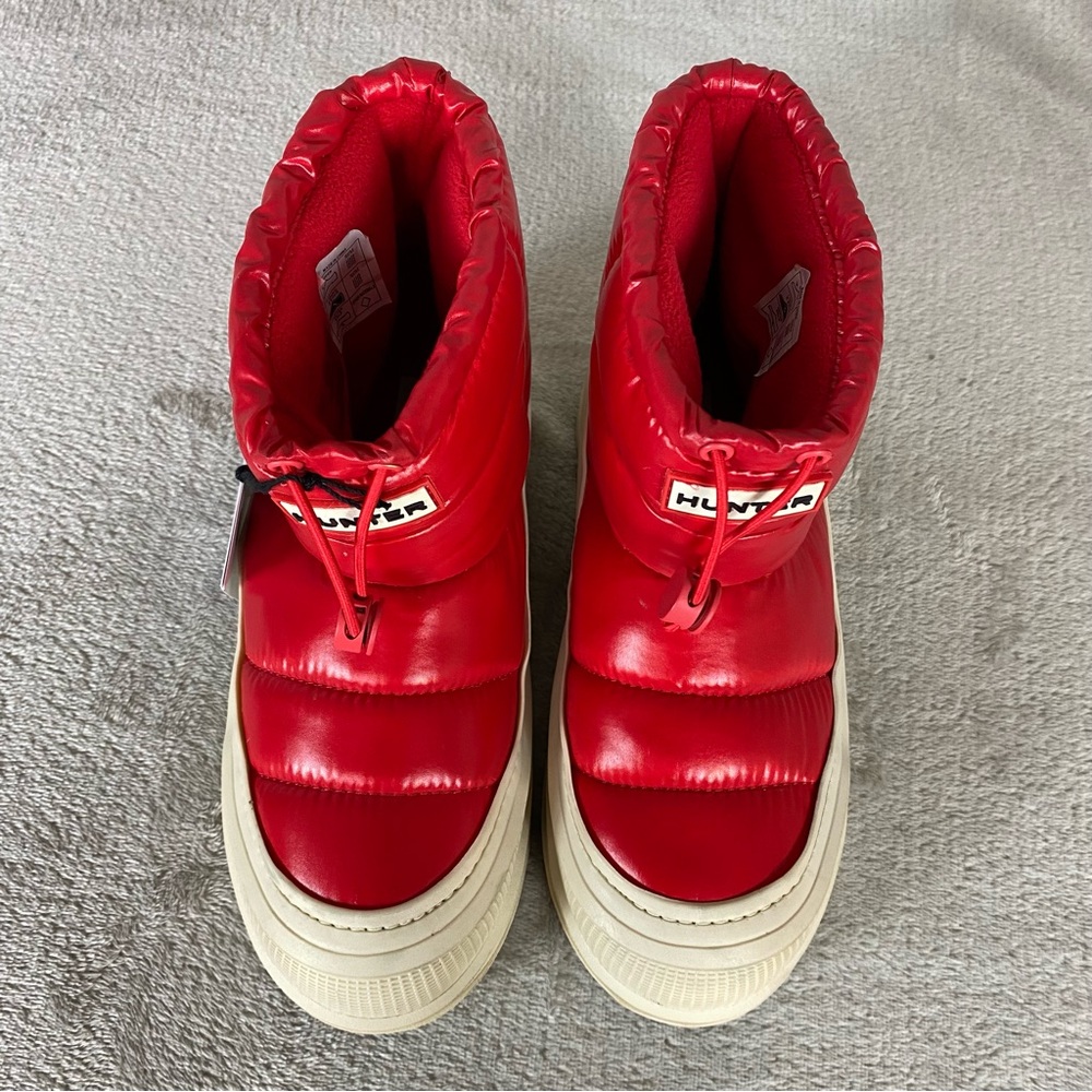 Hunter Amble Bootie Womens Size 5 Red Natural Insulated Waterproof Puffer NEW - Picture 8 of 12